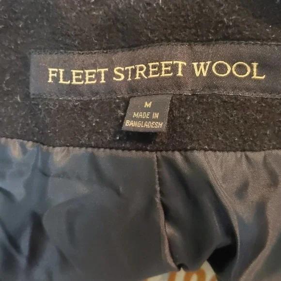FLEET street wool black coat size medium - Picture 4 of 5